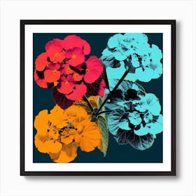 Andy Warhol Style Pop Art Flowers Lantana 2 Square Art Print