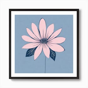 A White And Pink Flower In Minimalist Style Square Composition 696 Art Print