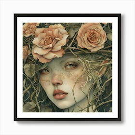 Elf Wearing A Crown Of Roses Art Print