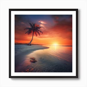 Sunset On The Beach - Sunset Stock Videos & Royalty-Free Footage Art Print