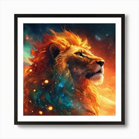 Fantasy Lion Fire Art Print