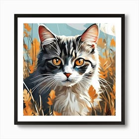 Cat In The Grass Art Print