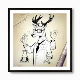 Deer Scientist Art Print