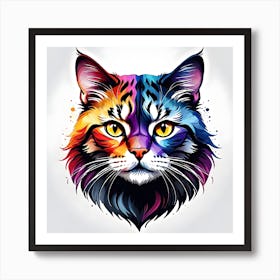 Colorful Cat Head 3 Art Print