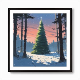 Christmas Tree In The Forest 16 Art Print