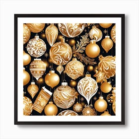 Christmas Ornaments Seamless Pattern 3 Art Print