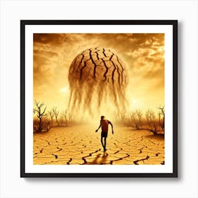 Man Walking In The Desert Art Print