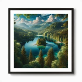 Lake In The Forest Art Print