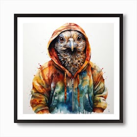 Watercolour Cartoon Partridge In A Hoodie 2 Art Print