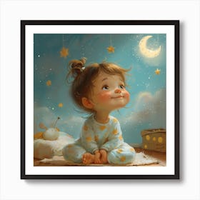 Little Girl In Pajamas Art Print