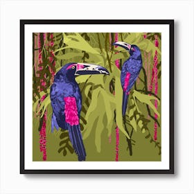 Toucans In The Jungle Square Art Print