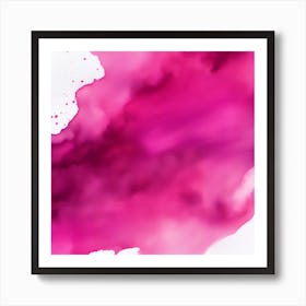 Beautiful pink magenta abstract background. Drawn, hand-painted aquarelle. Wet watercolor pattern. Artistic background with copy space for design. Vivid web banner. Liquid, flow, fluid effect. Art Print