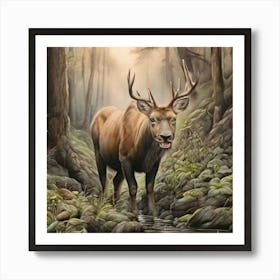 Elk In The Woods Art Print