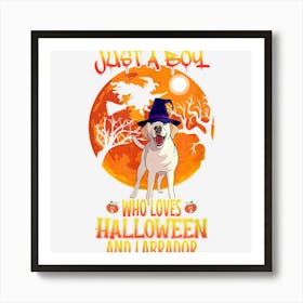 Just A Kid Who Loves Halloween Pumpkin And Dog Boy Art Print