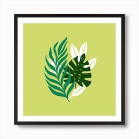 Lime Leaves Square Art Print