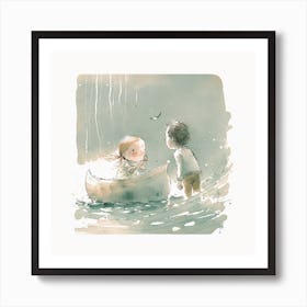 Little Girl In A Boat Art Print