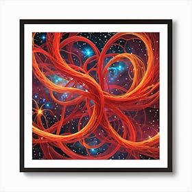 Red Swirls In Space Art Print