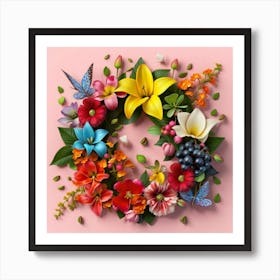 Watercolor paper flowers 12 Art Print