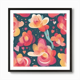 Abstract Floral Pattern 1 Art Print