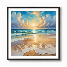 Sunset On The Beach Paintings Art Print 7 Art Print