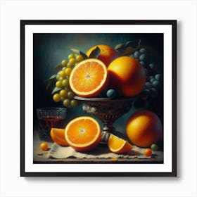 Citrus Symphony: A Still Life Painting of Oranges Art Print