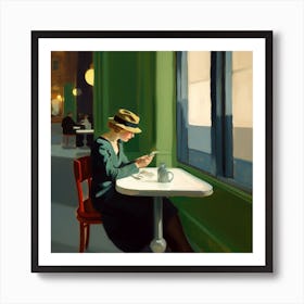 Professorhead Edward Hopper Style 1 Art Print