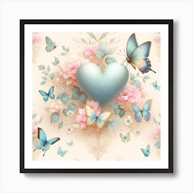 Hearts And Butterfly Poster