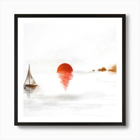 Sunset Sailboat Poster