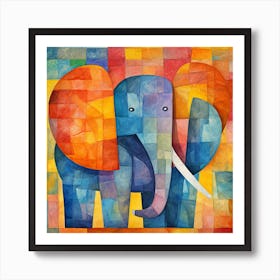 Elephant In The Squares Art Print