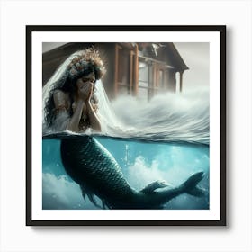 Mermaid Bride Grieving Art Print