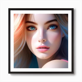 Portrait Of A Girl With Blue Eyes Art Print