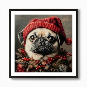 Christmas Pug 2 Art Print