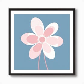 A White And Pink Flower In Minimalist Style Square Composition 40 Art Print