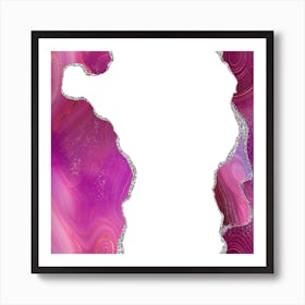 Magenta & Silver Agate Texture 06 Art Print