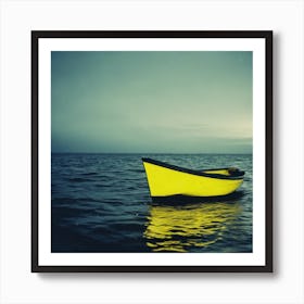 Yellow Boat In The Ocean Art Print