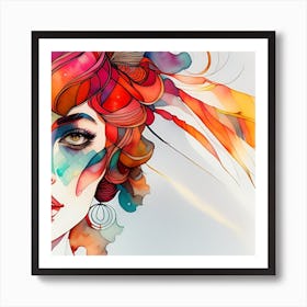 Woman_feathers Art Print