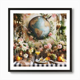 Table Setting With Flowers Art Print