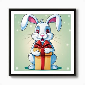 Bunny With Gift Art Print