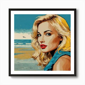 Blonde Beach Babe Art Print