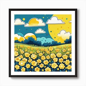 Yellow Flowers In A Field 47 Art Print