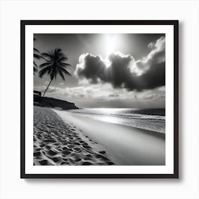 Black And White Beach 25 Art Print