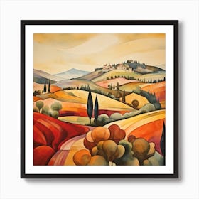 Mystical Palette: Italian Landscape's Abstract Whimsy Art Print