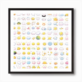 Kawaii Emoji Stickers Art Print