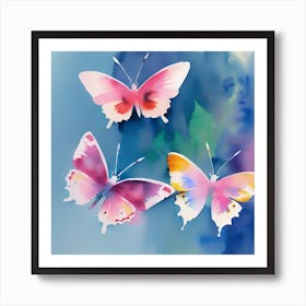 Watercolor Butterflies 3 Poster