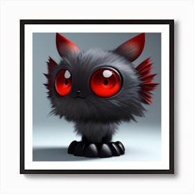 Black Cat With Red Eyes Art Print