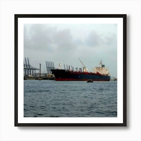 Oil Tanker In Port Art Print