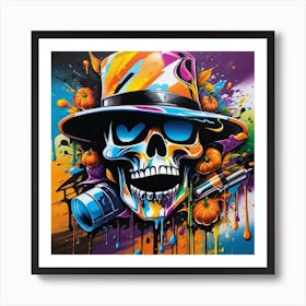 Skull In A Hat Art Print