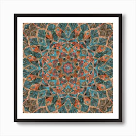 Firefly Beautiful Modern Detailed Floral Indian Mandala Pattern In Neutral Gray, Silver, Copper, Tan Art Print