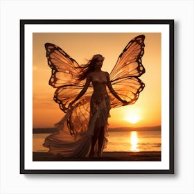 Fairy Woman At Sunset Poster