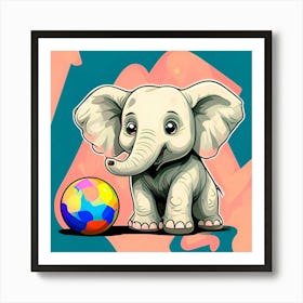 Elephant With A Soccer Ball Art Print